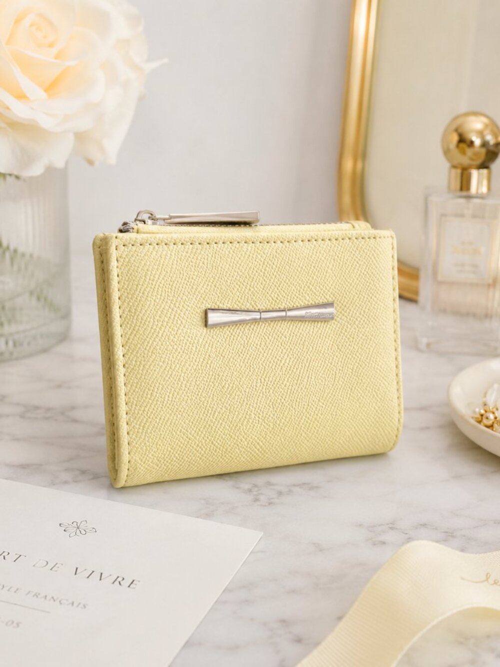 Betsey Johnson Yellow Bifold Snap Wallet Bow Detail NWT